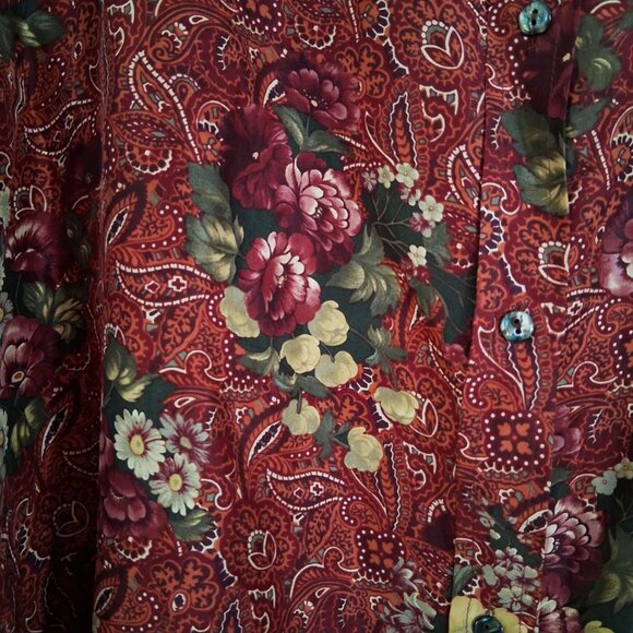 Vintage Compagnie Internationale EXPRESS 100% Silk Floral Tunic Blouse Flowy L - Picture 3 of 7